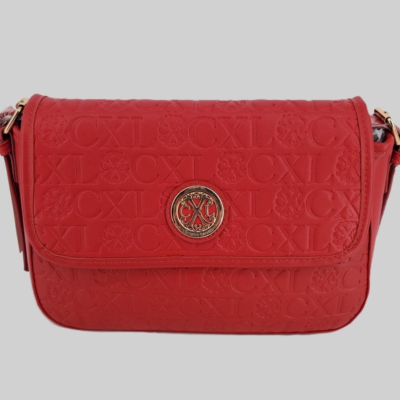 CXL by Christian Lacroix Handbags - CXL by Christian Lacroix‎ Clara Embossed Logo Red Shoulder Bag Purse Adjustable